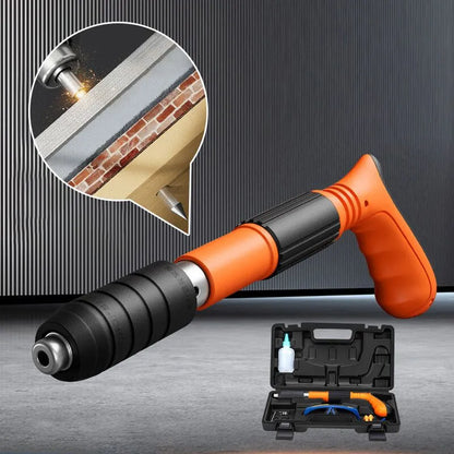 Pneumatic Fastening Tool for Concrete, Wood & Steel – Compact 6.5 in Construction Nailer for DIY & Pro Assembly
