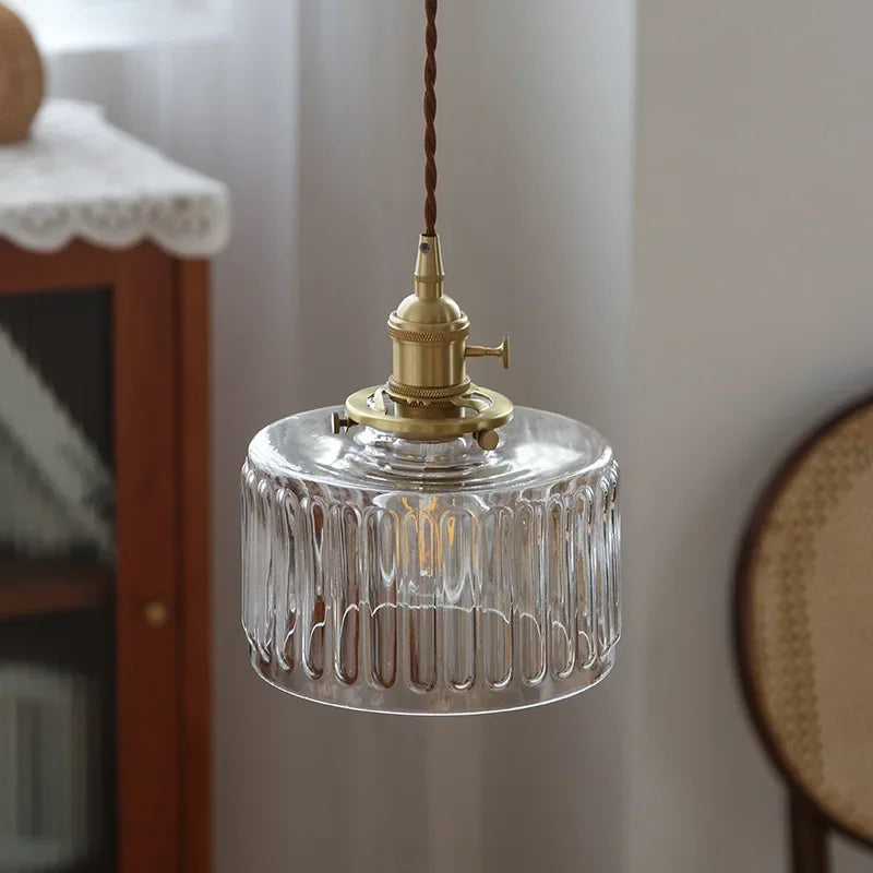 Glass Dome Drop Light E27 Socket Adjustable Cord 7-Inch Shade Textured Finish Kitchen Island Dining Area Copper Accent
