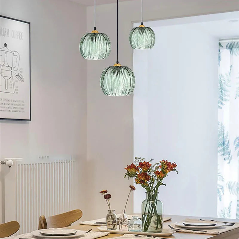 Botanical Glass Pendant Fixture E27 Socket Overhead Lighting for Kitchen Island Dining Table Modern Farmhouse Home Decor