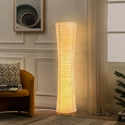 42-Inch Tall Standing Lamp with Paper Lantern Shade White for Bedroom Corner Reading Light Adjustable Color Temperature Remote Control Minim