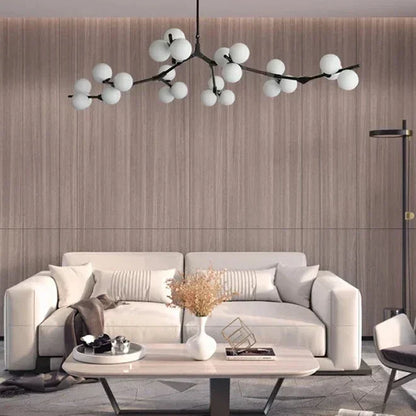 Sculptural Multi-Globe Ceiling Fixture with Repositionable Arms in Frosted Glass & Metal for Dining Areas & Living Spaces