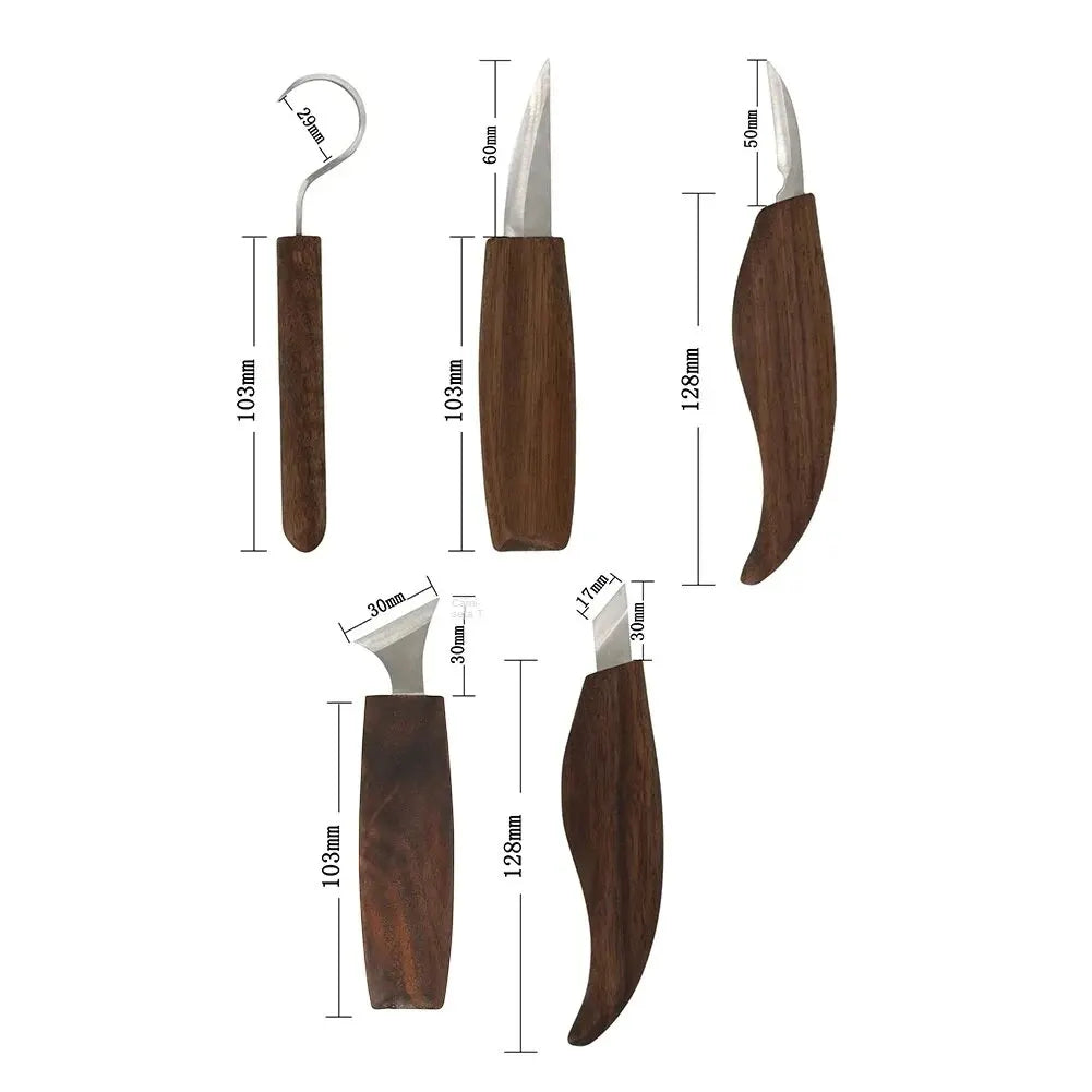 Carving Knife Kit for Wood — 8-Piece Whittling Tool Set with Hook Blade, Detail Knives & Files for Spoon Carving, Sculpting & Craft Work