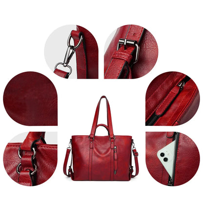 Spacious Leather Shoulder Bag for Women – Everyday Tote with Adjustable Strap & Interior Pockets for Work, Travel & Shopping