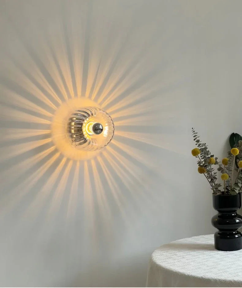 E14 Glass Sconce for Bedrooms, Hallways & Living Rooms – 6.3 in Minimalist Indoor Accent Fixture with Metal Frame & Rotary Switch for Modern