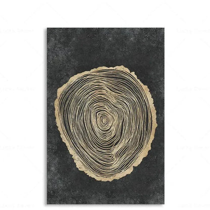 Abstract Tree Ring Wall Art Polyester Canvas 24x18 Inch Nature-Inspired Home Decor for Living Room Bedroom Office Rustic Organic Woodland De