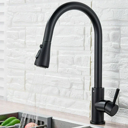 Pull-Down Kitchen Faucet with Dual Spray Modes | Stainless Steel Single Handle Sink Mixer for Deck Mount Installation | Commercial Style