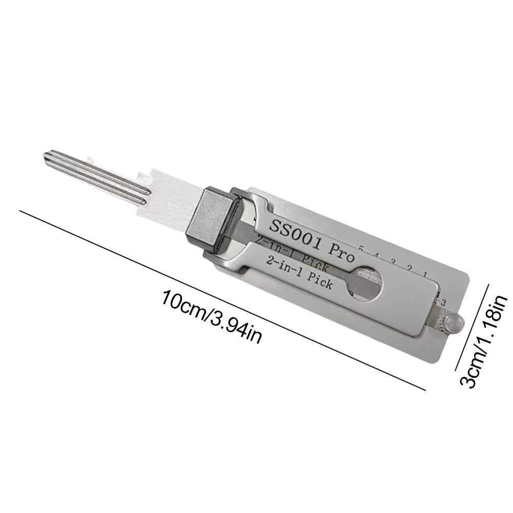 Locksmith Dual-Function Decoder and Pick Tool Stainless Steel Hook for Pin Tumbler Entry Work Professional Technician Key Reading Instrument