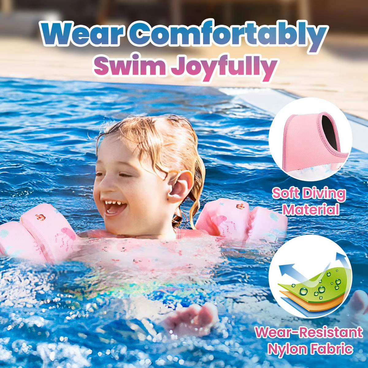 Kids Foam Life Vest with Arm Floats & Safety Whistle | Comfortable Support for Swimming and Kayaking