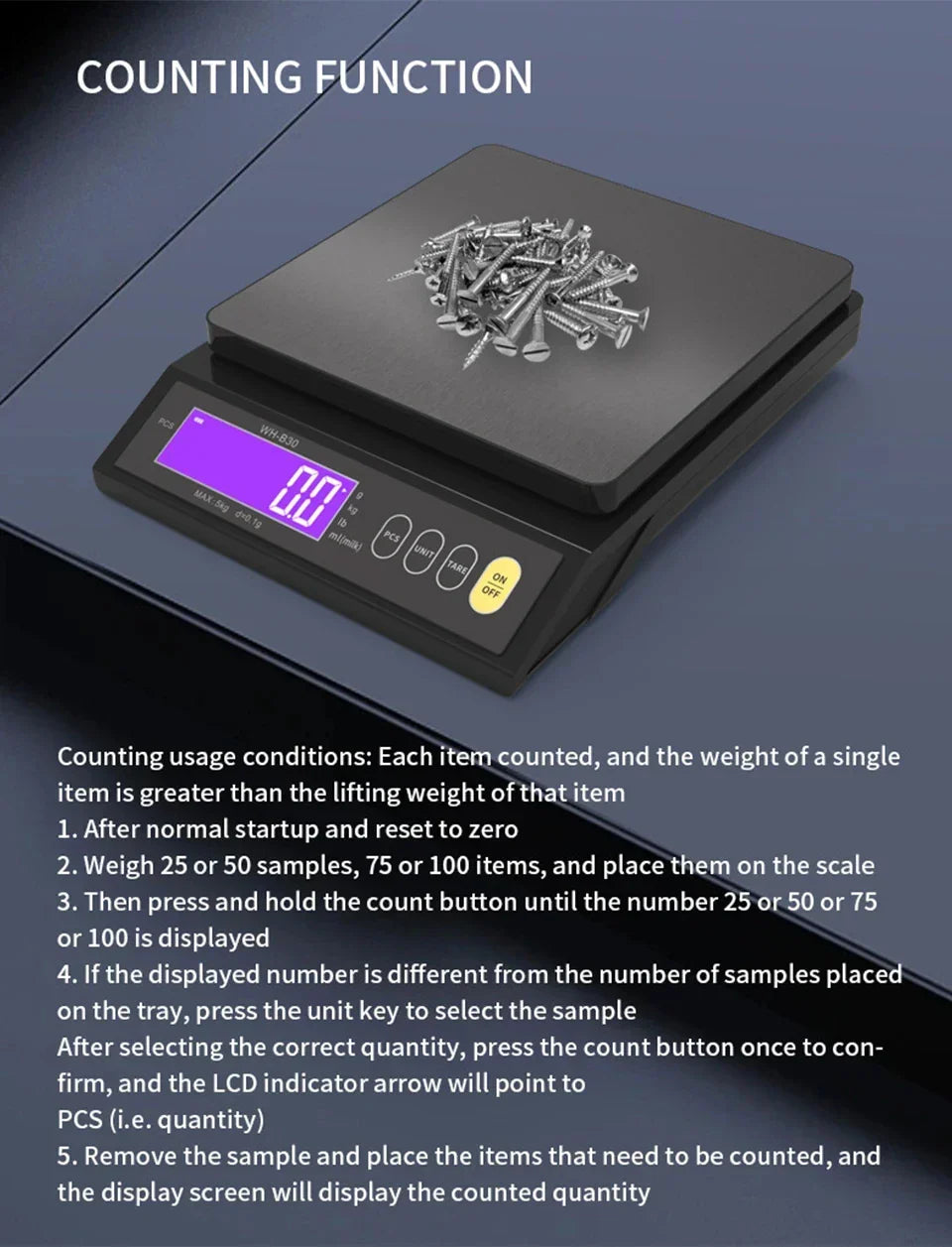 Waterproof Digital Food Scale – 11 lb / 1 oz or 22 lb / 0.04 oz Capacity, Rechargeable LCD Kitchen Scale for Meal Prep, Baking, Portion