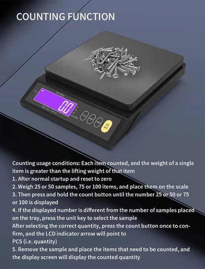 Waterproof Digital Food Scale – 11 lb / 1 oz or 22 lb / 0.04 oz Capacity, Rechargeable LCD Kitchen Scale for Meal Prep, Baking, Portion