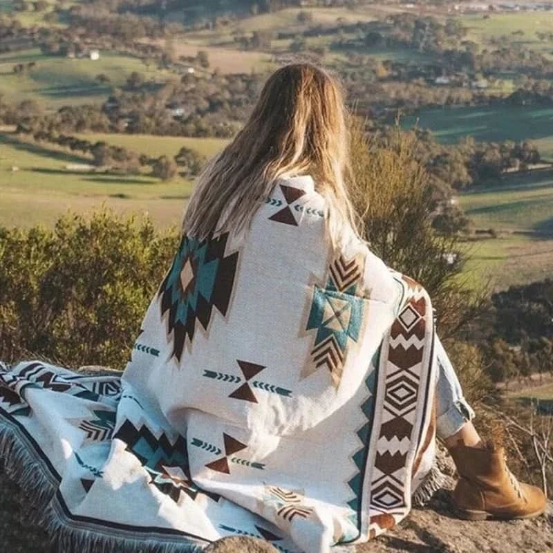 MEXIBREEZE – Bohemian Linen Blanket for Travel & Sofa Use