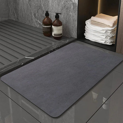 Stone Bath Mat Rapid-Dry 16x24 Inches Non-Slip Rubber Base Entryway Rug Beige Gray Navy for Shower Floor Bathroom Kitchen Door Balcony Water