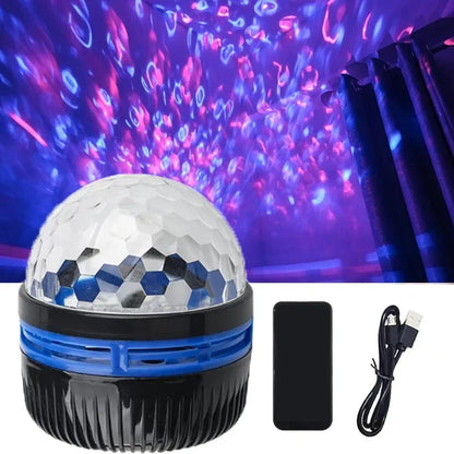 Aurora Light Projector with Music Sync & Remote Control - RGB Mood Lighting Galaxy Starfield Display - Rechargeable Cordless Portable