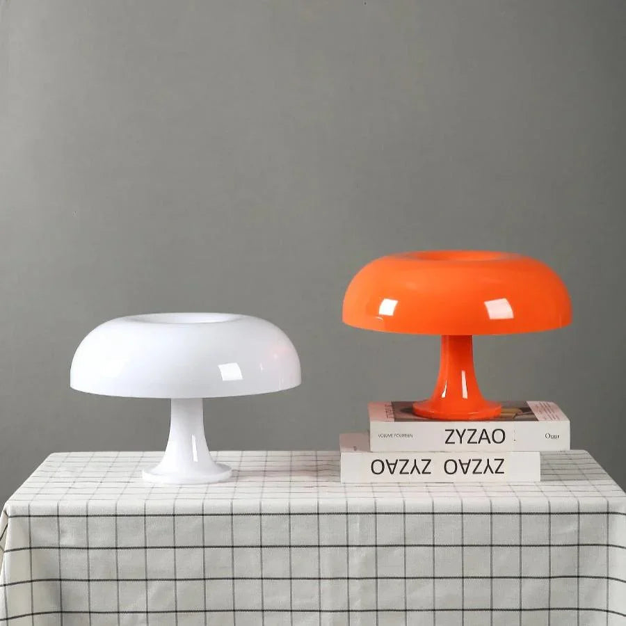 Mushroom Nightstand Light 11 Inches Tall Orange Accent Lamp for Bedroom Desk Bedside Reading Modern Retro Dome Shape Soft Glow Small Space L