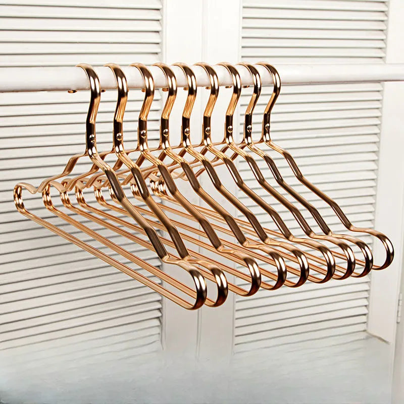 Premium Metal Wardrobe Hangers Non-Slip 6-Pack for Suits Dresses Coats Closet Organization Space-Saving Gold Rose Silver
