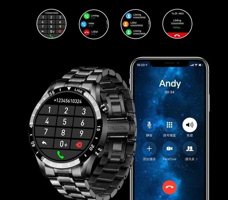 Advanced Fitness Tracker Smartwatch with Heart Rate Monitor, Blood Pressure Tracking & Bluetooth Calling for iPhone & Android