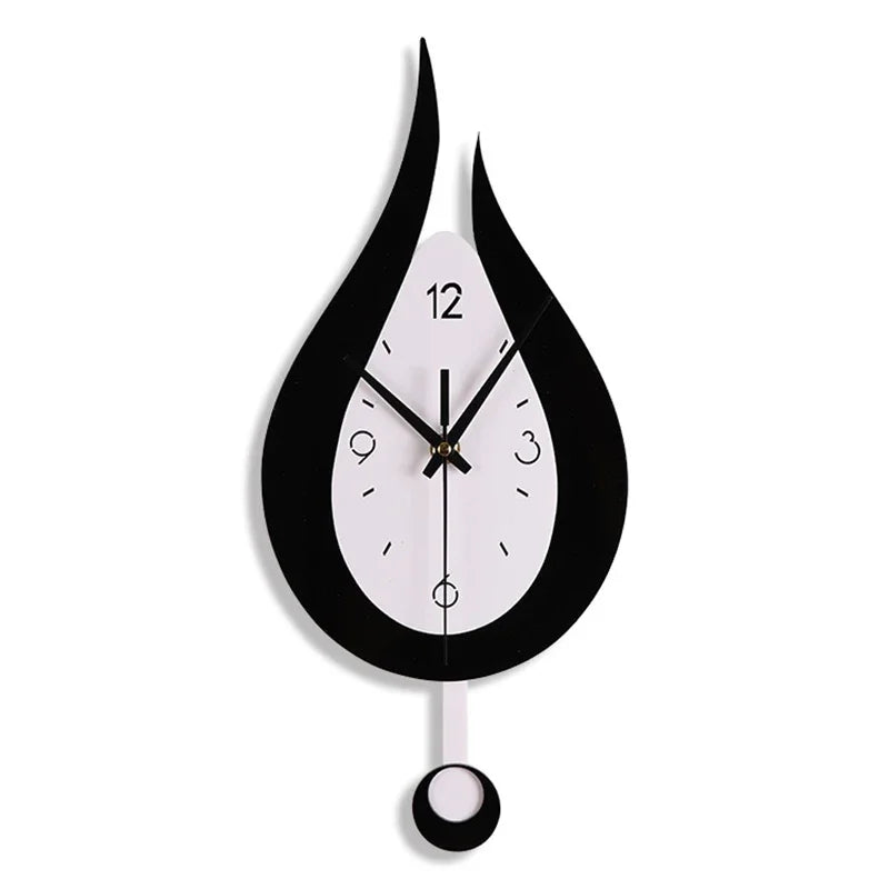 Silent Pendulum Wall Clock – Teardrop Acrylic Design for Living Room, Bedroom & Office