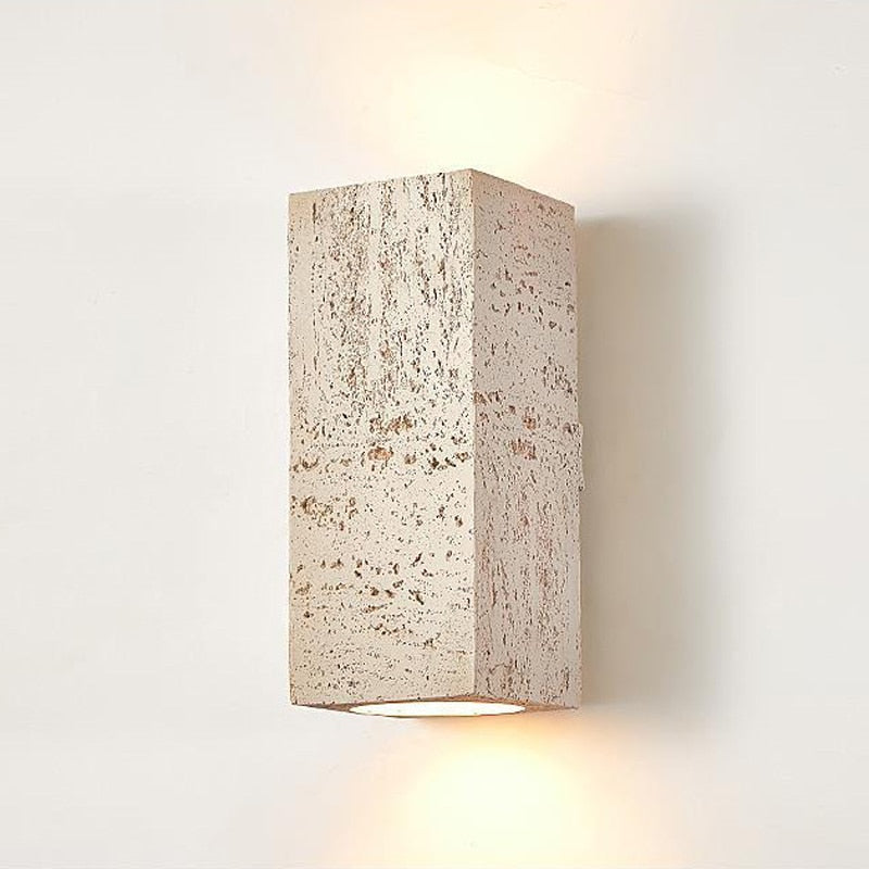 Rectangular Cement Sconce with Bidirectional Glow for Bedrooms, Hallways & Living Areas | Minimalist Stone-Effect Fixture