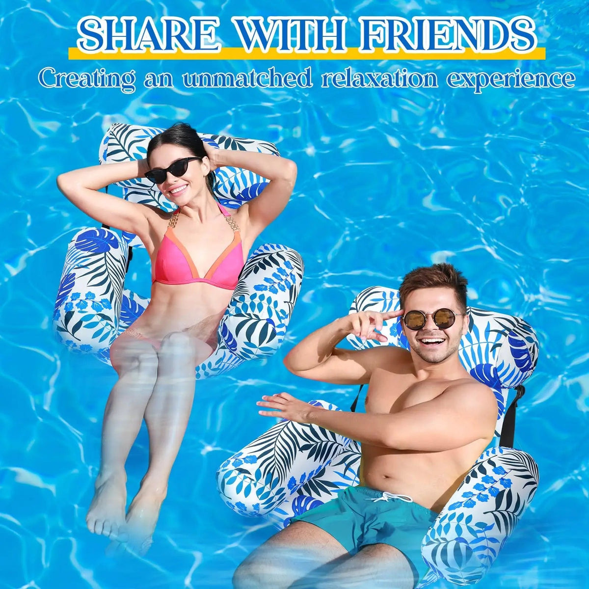 AquaLeaf | Tropical Inflatable Lounger with Adjustable Backrest | Stylish Pool Chair for Ultimate Relaxation
