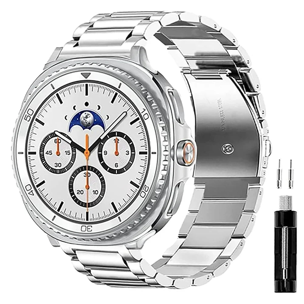 Stainless Steel Link Band for Galaxy Watch 9, Watch 8 & Watch 8 Classic – Premium Metal Bracelet Strap with Quick-Release Links – Fits
