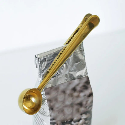 Stainless Steel Bag Sealer Scoop 7 Inch Dual Purpose Clip for Coffee Tea Storage Kitchen Pantry Organization Tool Silver Gold Black Rose Gol