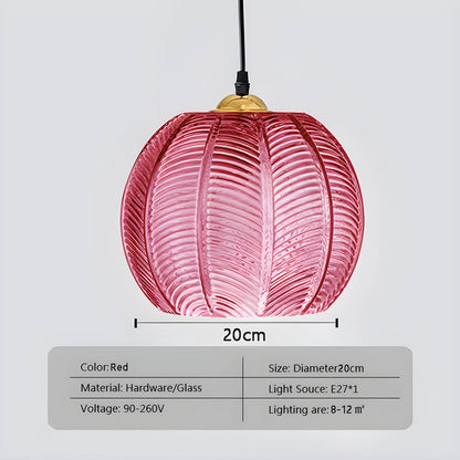 Fluted Globe Hanging Fixture Green Textured Glass Shade 10-Inch E27 Socket Dining Kitchen Island Overhead Lighting for Modern Retro Interior