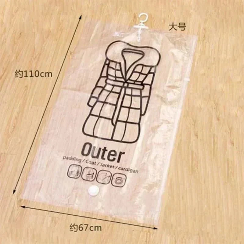Set of 3 Vacuum Storage Bags for Clothes - Space Efficient Hanging Design