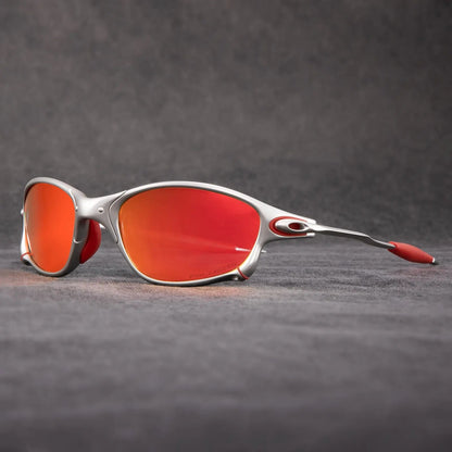 Polarized Sport Sunglasses with Red Mirror Lenses - Lightweight Aluminum Frame for Driving, Cycling & Outdoor Activities
