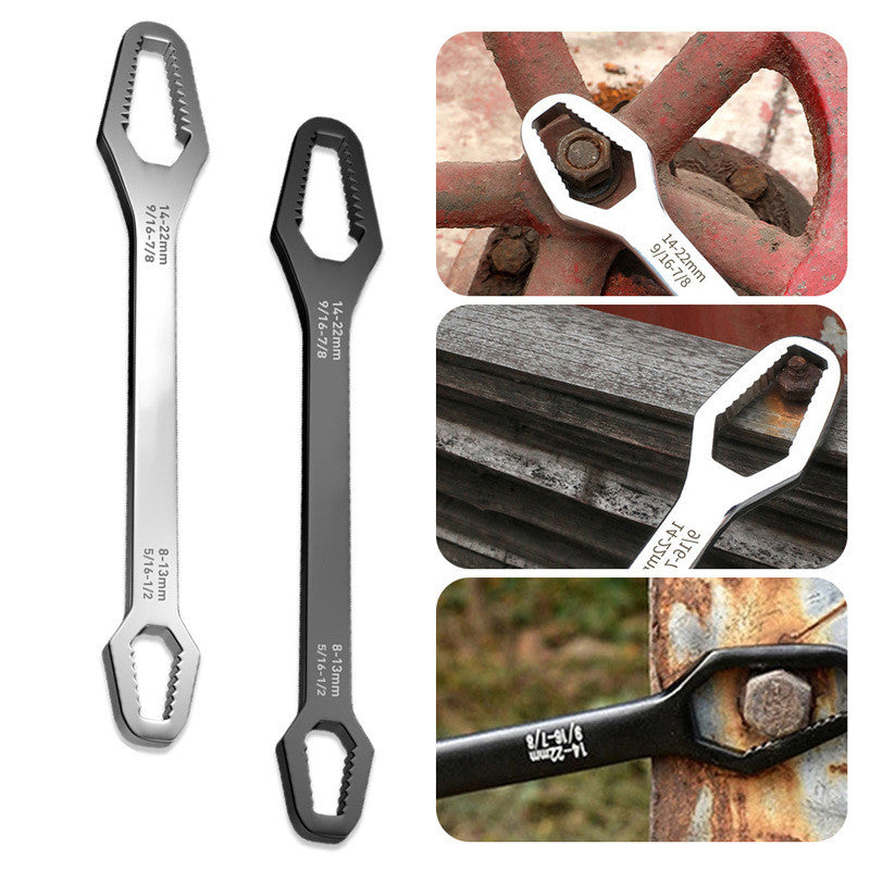 Dual-Head Adjustable Wrench Set 0.3-0.86 Inch Bolt Range Universal Spanner Tool for Auto Repair Home Workshop Bike Maintenance Plumbing DIY