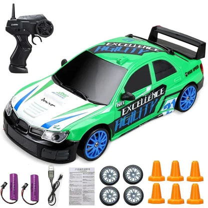 RC Mini Drift Car Remote Control Racing Toy with LED Lights & Rechargeable Battery for Kids & Adults