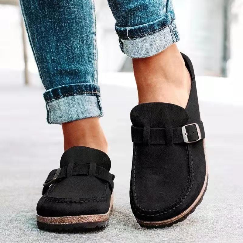 Women's Retro Cork Footbed Slide Sandals with Arch Support & Adjustable Buckle Straps for All-Day Comfort