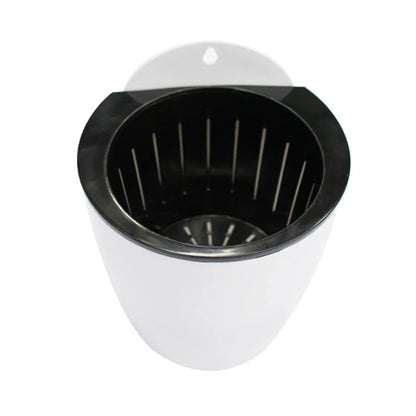 Wall-Mount Self-Watering Planter 7 in Diameter White Plastic Vertical Herb Pot Indoor Outdoor Hydroponic Succulent Holder Removable Basket f