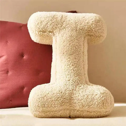 Alphabet Throw Pillow Velvet 15 x 12 Inches Monogram Accent Cushion Personalized Name Letter for Sofa Couch Bedroom Nursery Kids Room Decor