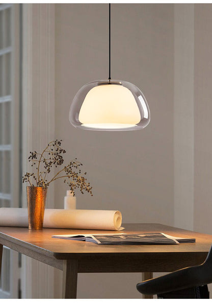 Translucent Globe Hanging Light Fixture Glass Dome Ceiling Lamp for Kitchen Island Dining Room Bedroom Modern