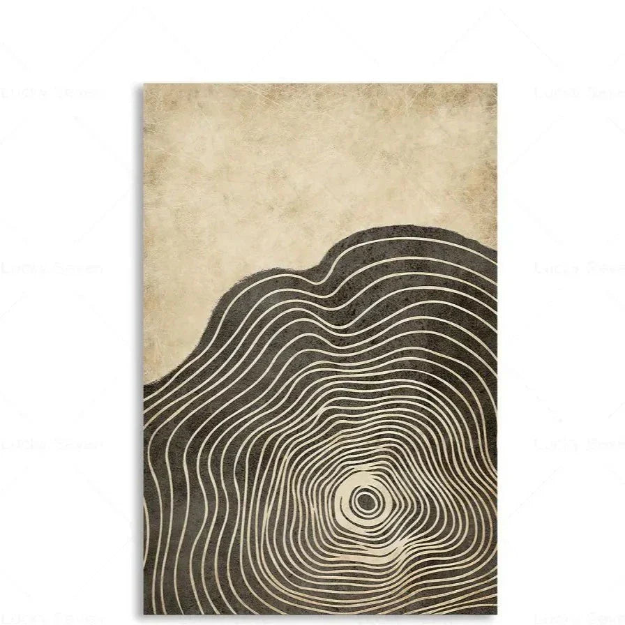 Abstract Tree Ring Wall Art Polyester Canvas 24x18 Inch Nature-Inspired Home Decor for Living Room Bedroom Office Rustic Organic Woodland De
