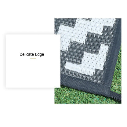 Weather-Resistant Floor Mat for Decks Porches Gardens 59×94 Inch Gray Reversible Woven Patio Covering for Camping RV Balcony