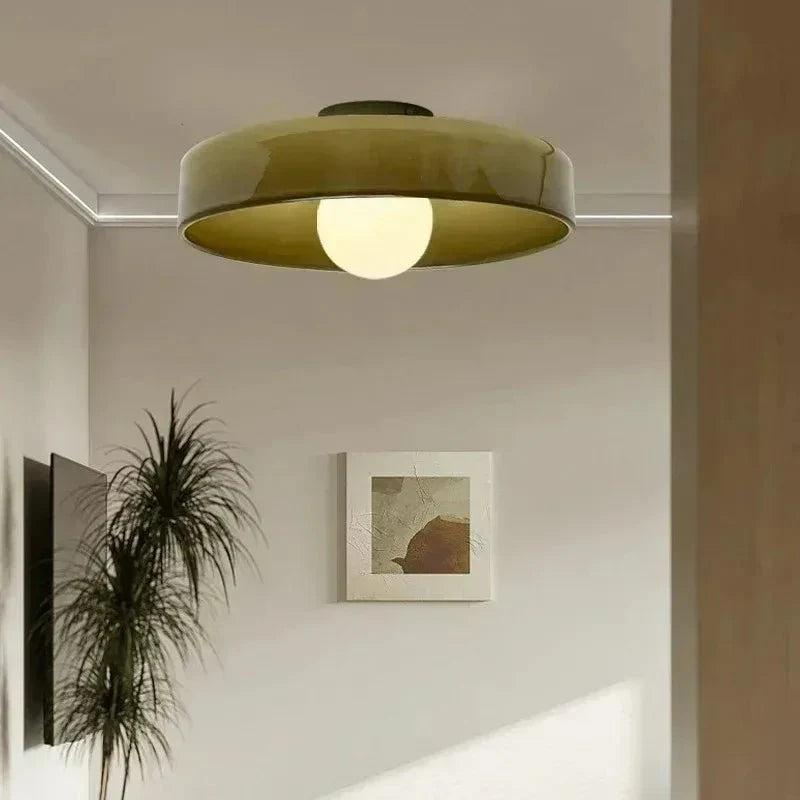 12-Inch Glass Flush Mount Ceiling Light LED Compatible for Kitchen Bedroom Living Room Minimalist Scandinavian Modern Home Lighting Fixture