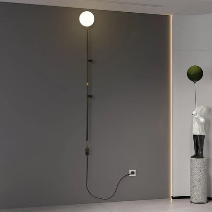 Plug-In Wall Sconce Light with Adjustable Arm for Bedroom Living Room Hallway Office Black White Modern Minimalist Reading Lamp Fixture Easy