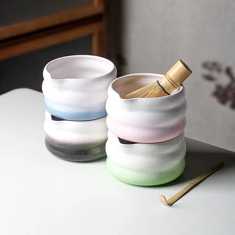 Ceramic Matcha Bowl Set with Pouring Spout | Elegant Design for Tea Ceremonies