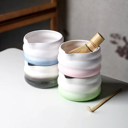 Ceramic Matcha Bowl Set with Pouring Spout | Elegant Design for Tea Ceremonies