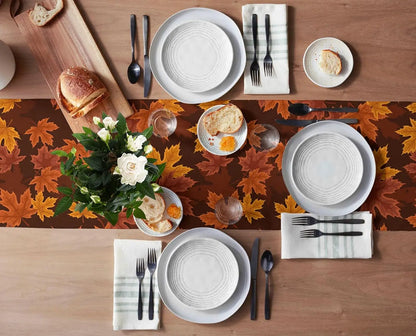 Luna Fall Table Runner - Autumn table runner, Brown and orange leaves