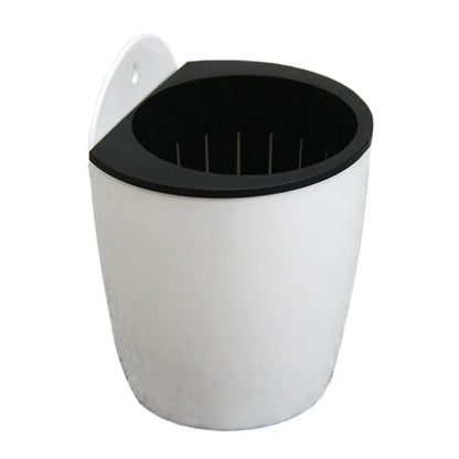 Wall-Mount Self-Watering Planter 7 in Diameter White Plastic Vertical Herb Pot Indoor Outdoor Hydroponic Succulent Holder Removable Basket f