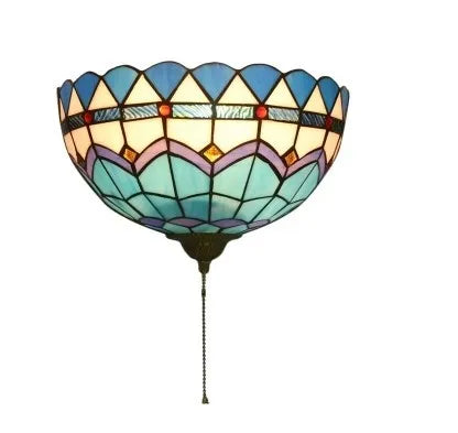 Stained Glass Sconce with Blue & Mint Green Tiles for Bedroom, Hallway & Dining Room | E27 Socket Compatible with LED