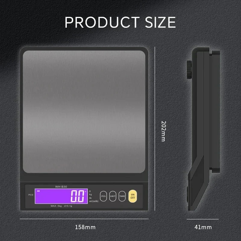 Waterproof Digital Food Scale – 11 lb / 1 oz or 22 lb / 0.04 oz Capacity, Rechargeable LCD Kitchen Scale for Meal Prep, Baking, Portion