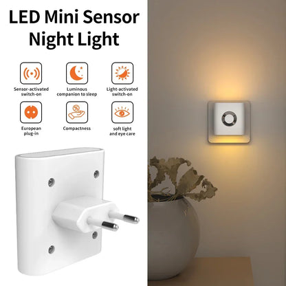 Plug-In Motion Sensor LED Night Light with 10 ft Radar Detection for Hallways Bedrooms Bathrooms Stairs Automatic Warm White Safety Lighting