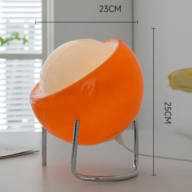 Glowing Sphere Desk Lamp with 3-Color LED Lighting – 8 in Amber Glass Orb for Nightstand, Office & Living Room