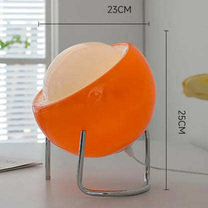 Glowing Sphere Desk Lamp with 3-Color LED Lighting – 8 in Amber Glass Orb for Nightstand, Office & Living Room