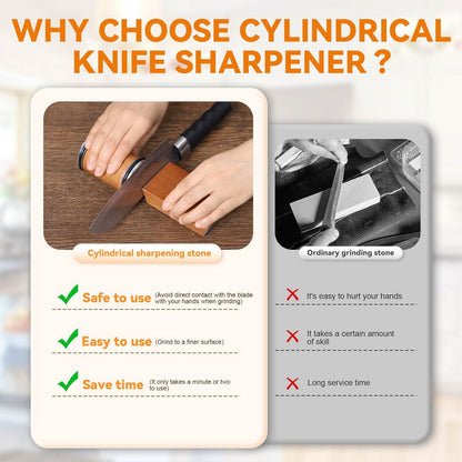 Manual Blade Honing System with Diamond and Ceramic Rollers for Chef Knives, Hunting Blades & Outdoor Tools – Dual-Angle Magnetic Guide – 10