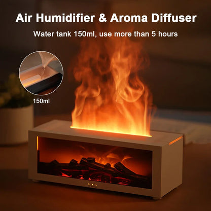 Ultrasonic Mist Diffuser with Flame-Effect LED Light and Remote Control for Desktop, Bedroom, and Office
