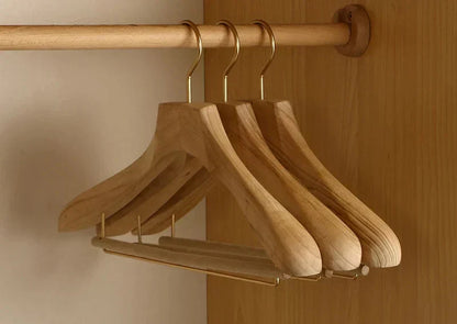 Wooden Suit Hangers with Trouser Bar – 1.6 Inch Wide Shoulder Cedar Coat Storage for Closet Organization